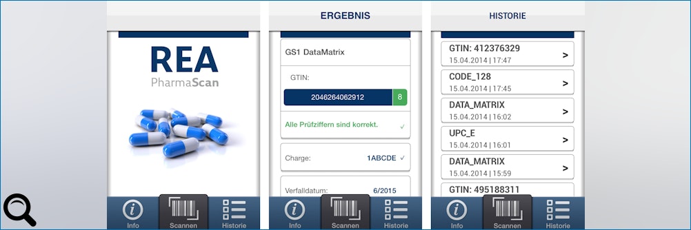 Klick zum vergrößern: Kostenlose PharmaScan App von REA für Codes Kostenlose PharmaScan App von REA für Codes