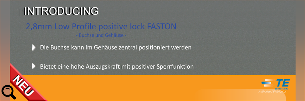 Klick zum vergrößern: 2,8mm Low Profile positive lock FASTON Buchse und Gehäuse 2,8mm Low Profile positive lock FASTON Buchse und Gehäuse