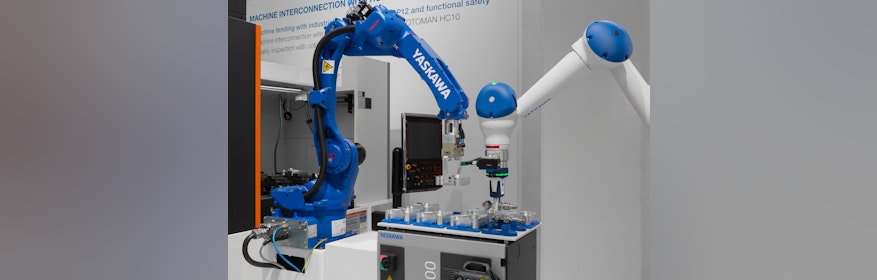 MRK-fähiger Hybridroboter MOTOMAN HC10 und abgesicherter Industrie-Roboter